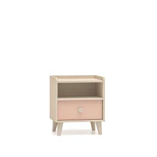 Nattbord MEVEL - 45x52 cm - ørkensand - pink millenial -1 skuff