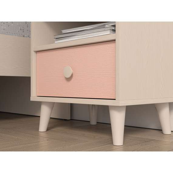 Nattbord MEVEL - 45x52 cm - ørkensand - pink millenial -1 skuff