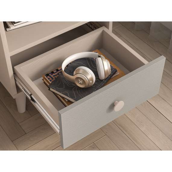 Nattbord MEVEL - 45x52 cm - ørkensand - grå pallad -1 skuff