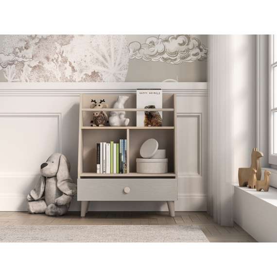 Reol MEVEL - 72x90 cm - ørkensand - grå pollad -1 skuff