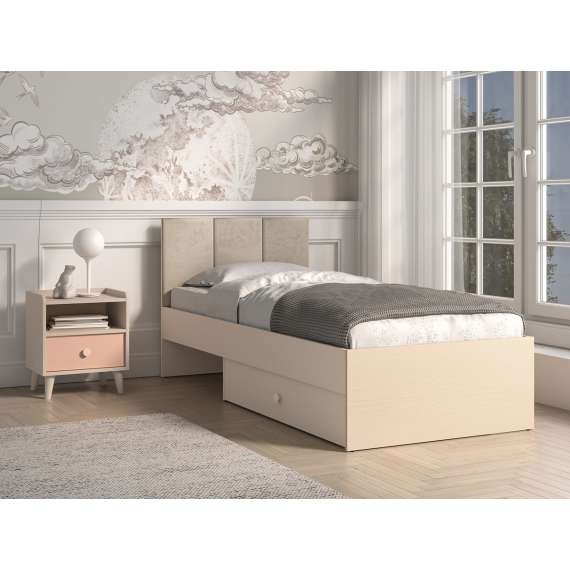 Seng MEVEL 90x200 cm - ørkensand - oppbevaringsskuff