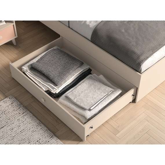 Seng MEVEL 90x200 cm - ørkensand - oppbevaringsskuff