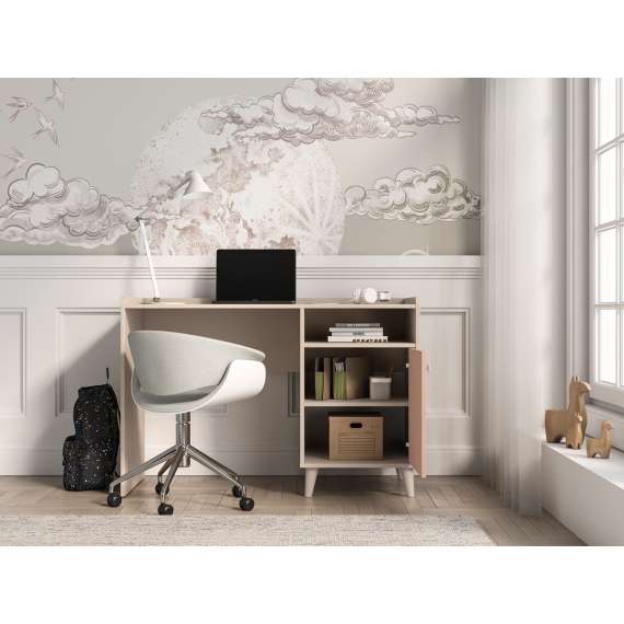 Skrivebord MEVEL - 120x58 cm - ørkensand - pink millenial - 1 dør