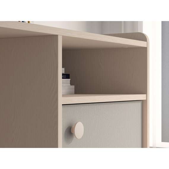 Skrivebord MEVEL - 120x58 cm - ørkensand - grå pollad -1 dør