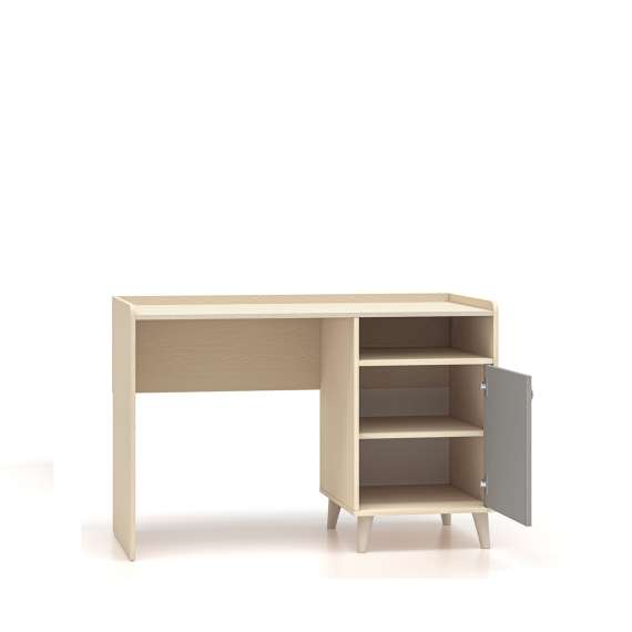 Skrivebord MEVEL - 120x58 cm - ørkensand - grå pollad -1 dør