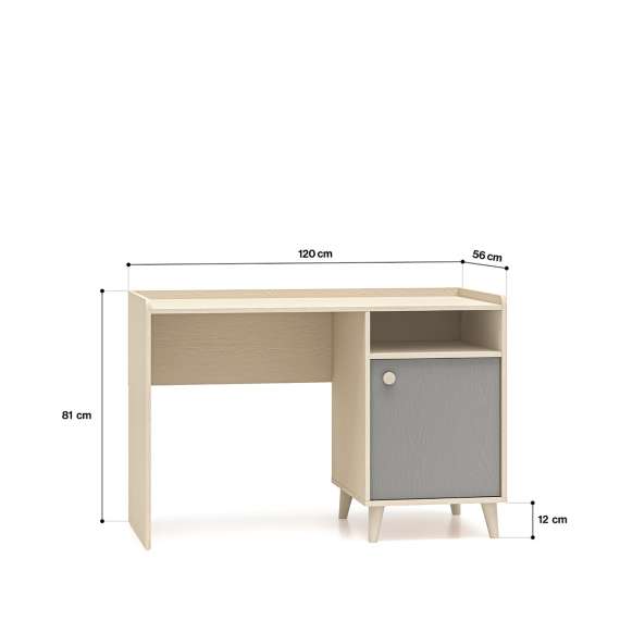 Skrivebord MEVEL - 120x58 cm - ørkensand - grå pollad -1 dør
