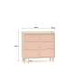 Kommode MEVEL - 90x85 cm - ørkensand - pink millenial - 3 skuffer