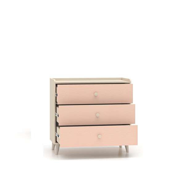 Kommode MEVEL - 90x85 cm - ørkensand - pink millenial - 3 skuffer