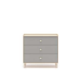 Kommode MEVEL - 90x85 cm - ørkensand - grå pallad -3 skuffer