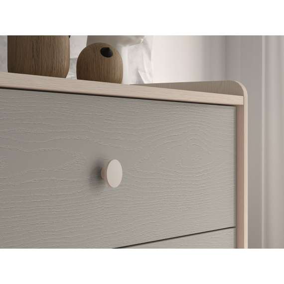 Kommode MEVEL - 90x85 cm - ørkensand - grå pallad -3 skuffer