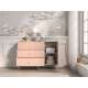 Skjenk MEVEL - 120x85 cm - ørkensand - pink millenial - 3 skuffer - 1 dør