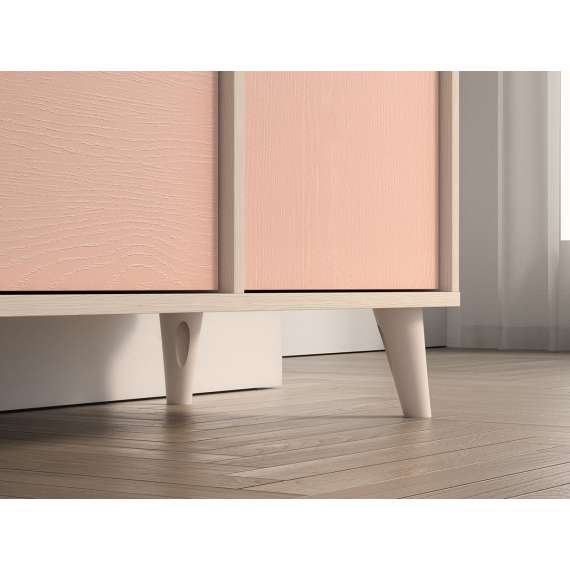 Skjenk MEVEL - 120x85 cm - ørkensand - pink millenial - 3 skuffer - 1 dør