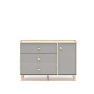 Skjenk MEVEL - 120x85 cm - ørkensand -grå pollad - 3 skuffer - 1 dør