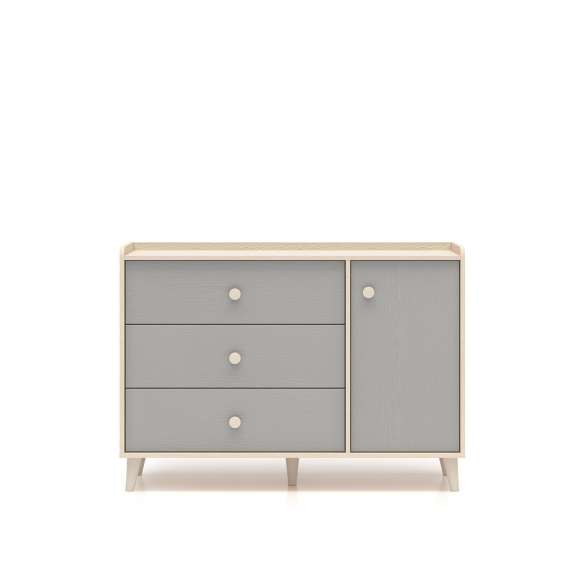 Skjenk MEVEL - 120x85 cm - ørkensand -grå pollad - 3 skuffer - 1 dør