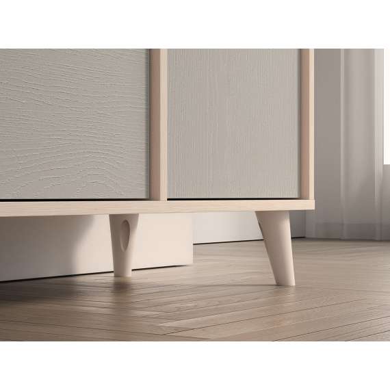 Skjenk MEVEL - 120x85 cm - ørkensand -grå pollad - 3 skuffer - 1 dør