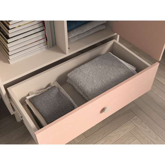 Skap MEVEL - 80x132 cm - ørkensand - pink millenial -1 skuff - 1 dør