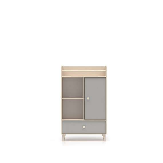 Skap MEVEL - 80x132 cm - ørkensand - grå pallad -1 skuff - 1 dør