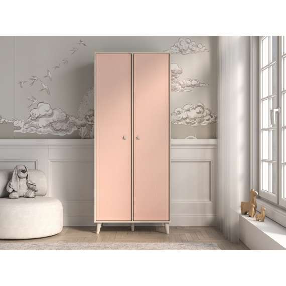Garderobeskap MEVEL - 80x190 cm - ørkensand - pink millenial - 2 dører