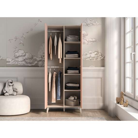 Garderobeskap MEVEL - 80x190 cm - ørkensand - pink millenial - 2 dører