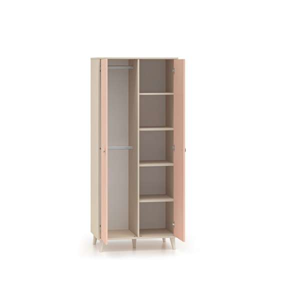 Garderobeskap MEVEL - 80x190 cm - ørkensand - pink millenial - 2 dører