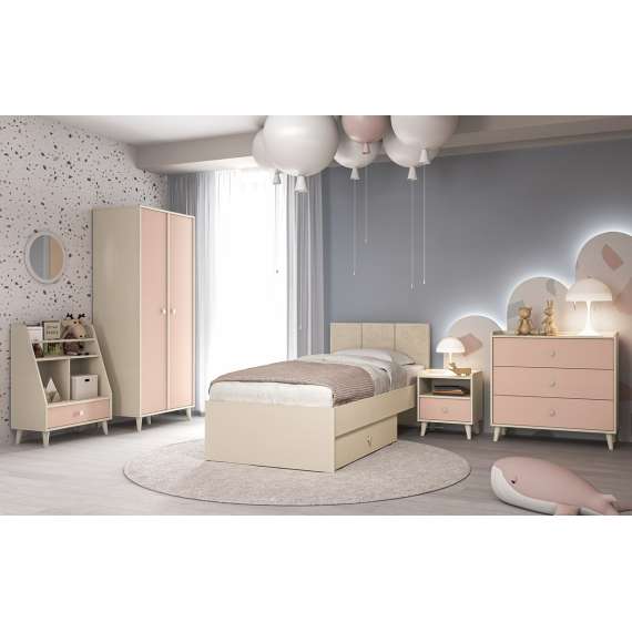 Garderobeskap MEVEL - 80x190 cm - ørkensand - pink millenial - 2 dører