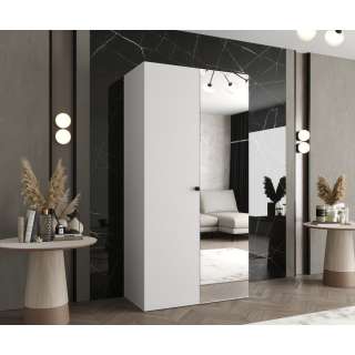 Garderobeskap PARMA 2 100x202 cm - hvit matt - 2 dører - speil