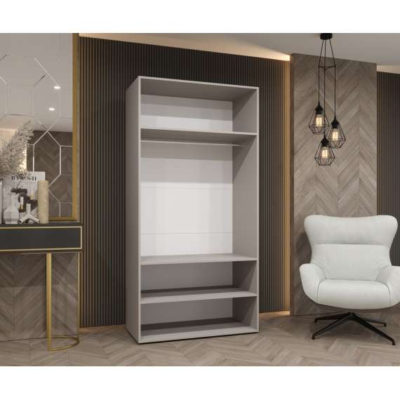 Garderobeskap PARMA 2 100x202 cm - hvit matt - 2 dører - speil