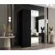 Garderobeskap PARMA 2 100x202 cm - svart matt - 2 dører - speil