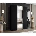 Garderobeskap PARMA 2 150x202 cm - svart matt - 3 dører - speil