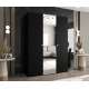 Garderobeskap PARMA 2 150x202 cm - svart matt - 3 dører - speil
