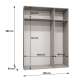 Garderobeskap PARMA 2 150x202 cm - svart matt - 3 dører - speil