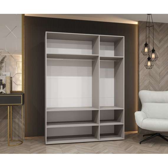 Garderobeskap PARMA 2 150x202 cm - hvit matt - 3 dører - speil