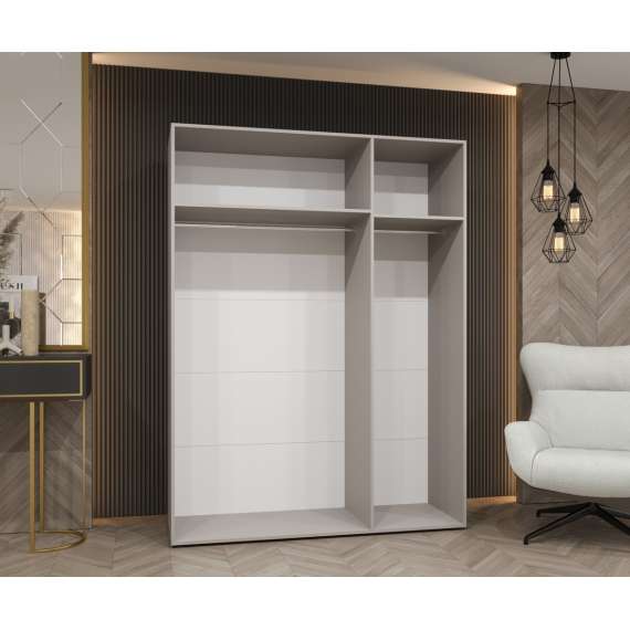 Garderobeskap PARMA 2 150x202 cm - hvit matt - 3 dører - speil