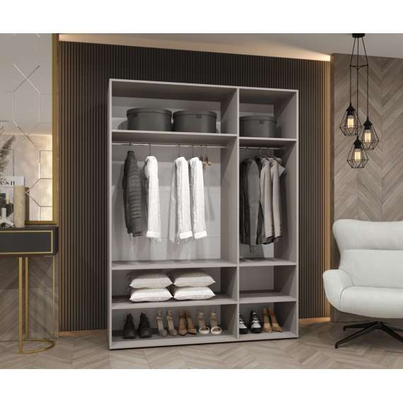 Garderobeskap PARMA 2 150x202 cm - hvit matt - 3 dører - speil