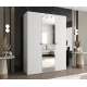 Garderobeskap PARMA 2 150x202 cm - hvit matt - 3 dører - speil