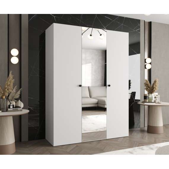 Garderobeskap PARMA 2 150x202 cm - hvit matt - 3 dører - speil