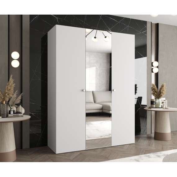 Garderobeskap PARMA 2 150x202 cm - hvit matt - 3 dører - speil