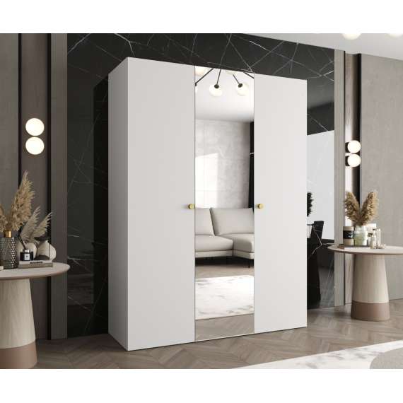 Garderobeskap PARMA 2 150x202 cm - hvit matt - 3 dører - speil