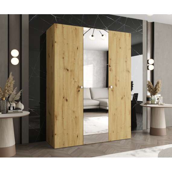 Garderobeskap PARMA 2 150x202 cm - eik artisan - 3 dører - speil