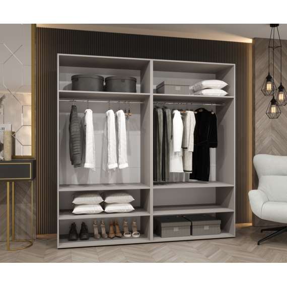 Garderobeskap PARMA 2 200x202 cm - svart matt - 4 dører - speil