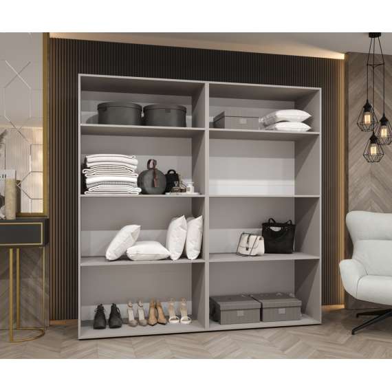 Garderobeskap PARMA 2 200x202 cm - svart matt - 4 dører - speil