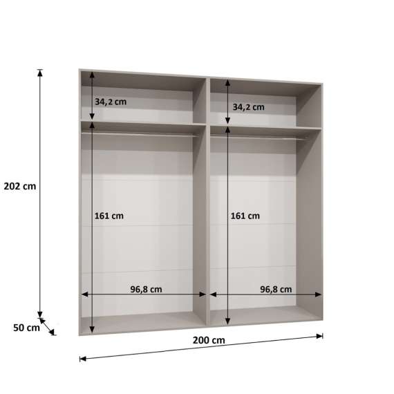 Garderobeskap PARMA 2 200x202 cm - hvit matt - 4 dører - speil
