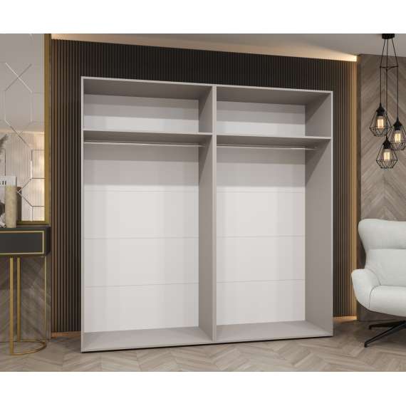 Garderobeskap PARMA 2 200x202 cm - hvit matt - 4 dører - speil