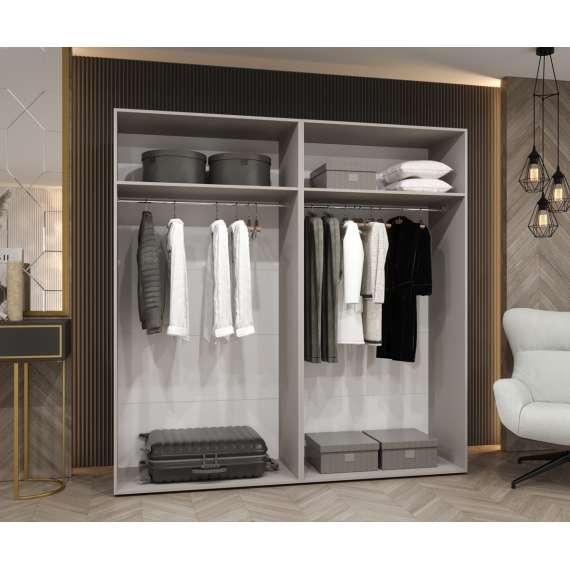 Garderobeskap PARMA 2 200x202 cm - hvit matt - 4 dører - speil