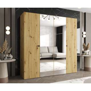 Garderobeskap PARMA 2 200x202 cm - eik artisan - 4 dører - speil