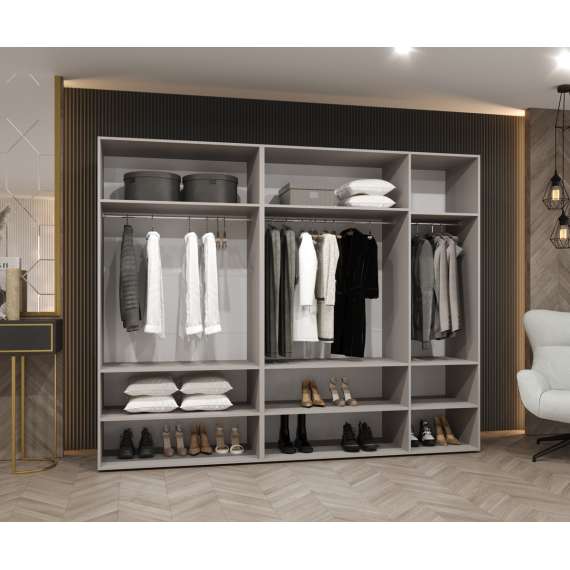 Garderobeskap PARMA 2 - 250x202 cm - svart matt - 5 dører - speil