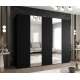 Garderobeskap PARMA 2 - 250x202 cm - svart matt - 5 dører - speil