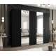 Garderobeskap PARMA 2 - 250x202 cm - svart matt - 5 dører - speil