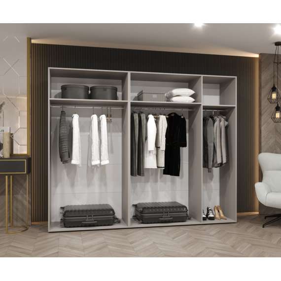 Garderobeskap PARMA 2 - 250x202 cm - hvit matt - 5 dører - speil