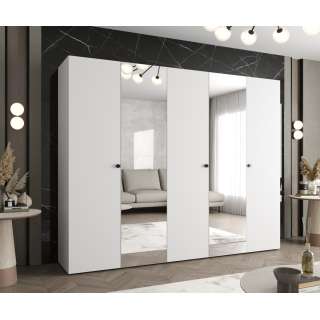 Garderobeskap PARMA 2 - 250x202 cm - hvit matt - 5 dører - speil